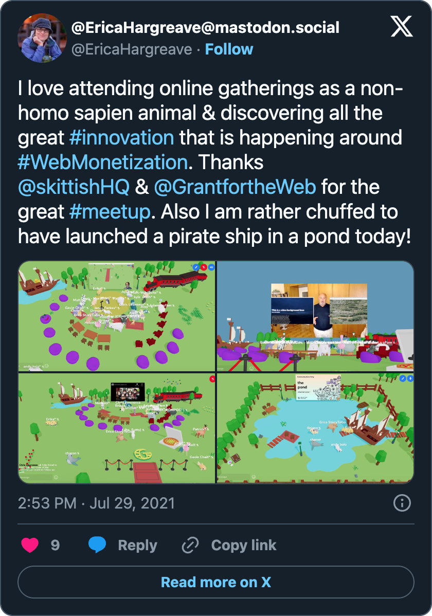 Erica Hargreave tweet about Skittish community hangout