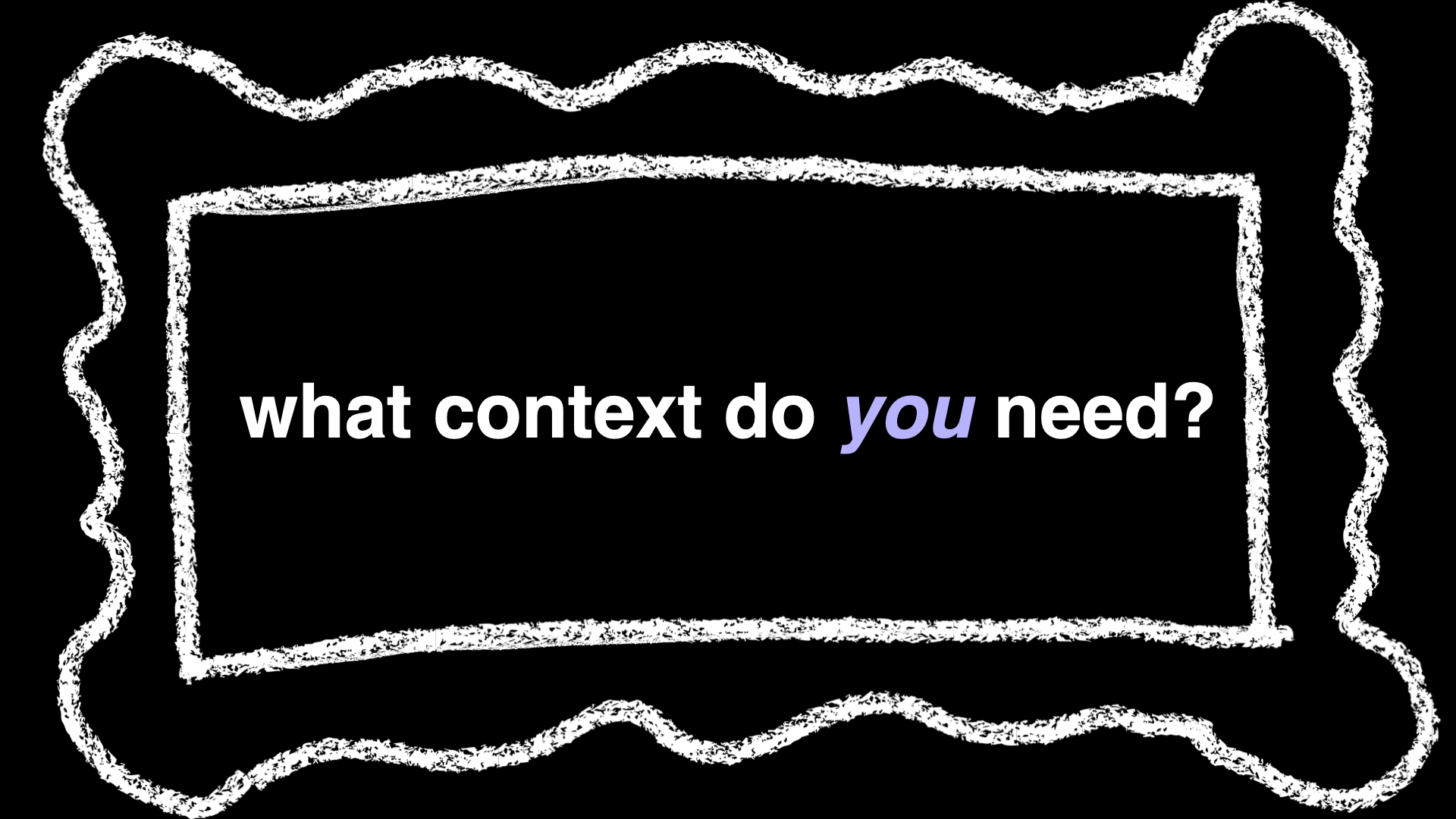 Slide: What context do you need? With an illustrated frame around it
